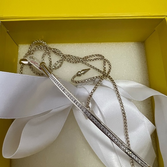 NWT Kendra Scott RARE & Retired Scottie Necklace Yellow Gold & Inlaid CZ’s GORG! - Picture 3 of 16